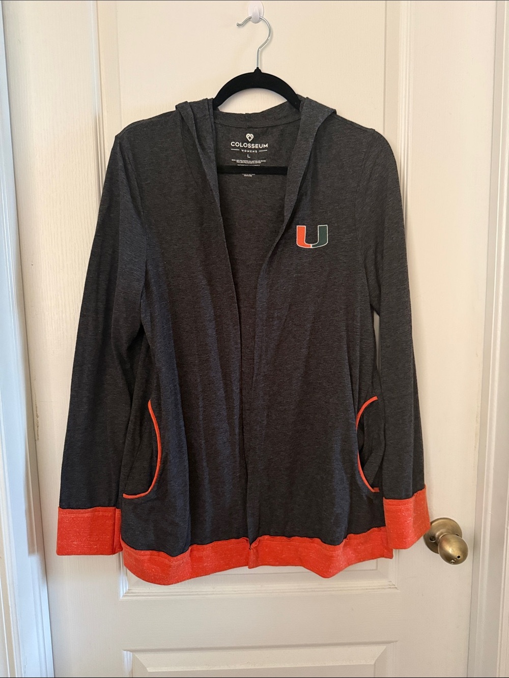 Colosseum Dark Gray & Orange Miami Hurricanes Hooded Cardigan